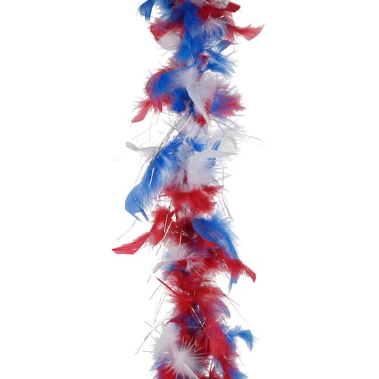 Red, White &#x26; Blue Feather Boa with Tinsel by Celebrate It&#x2122;